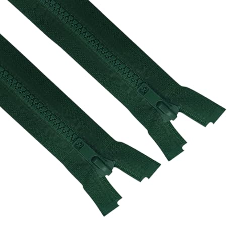 Image of ANPURZII 2PCS #5 9 Inch Rich Green Separating Jacket Zippers for Sewing Coats, Molded Plastic Bulk Zippers(RichGreen 9 inch 2PCS)