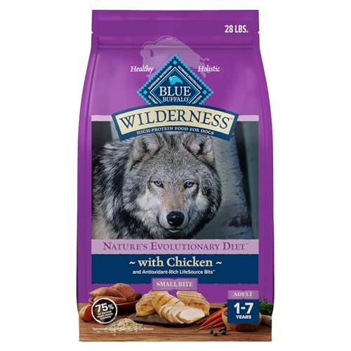 Blue-Buffalo-Wilderness-Natural-High-Protein-Small-Bite-Dry-Food-for-Adult-Dogs-WITH-WHOLESOME-GRAINS-Chicken-28-lb-Bag Blue Buffalo Wilderness Natural High Protein Small Bite Dry Food for Adult Dogs WITH WHOLESOME GRAINS Chicken 28 lb Bag