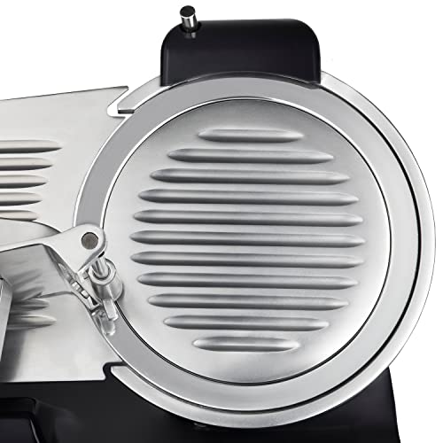 Foto von H.Koenig Elektrischer Allesschneider MSX252, präzise Schneidemaschine, Schnittstärke einstellbar 0-12 mm, Klinge 25 cm, integrierter Schärfer, 282 U/min, Schwarz