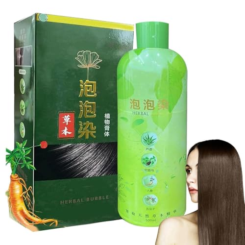 XIAOXIAOYU Champú para teñir el cabello,Champú para teñir el cabello negro,Tinte capilar de burbujas 3 en 1 para cobertura de canas - duradero para largo para ancianos, hombres