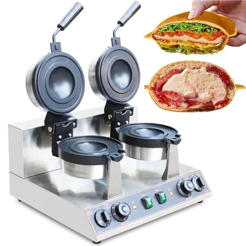 Dfdieratve Panini Press Brioche Burger Comercial Eléctrico Krapfen Calentador Helado Panini Donut Donut Pan Máquina Krapfen Warmer Helado Brioche Burger Maker,Two Head