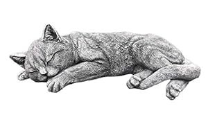 Stoneandstyle Schlafende Katze Statue Steinguss Grau
