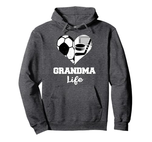 Grandma Life Heart Funny Soccer Hockey Grandma Pullover Hoodie
