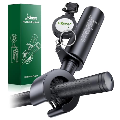 Jiskan Pro Golf Grip Cleaner Brush with Retainer Clip and Squeeze Water Bottle Holds 4 Ounces of Water