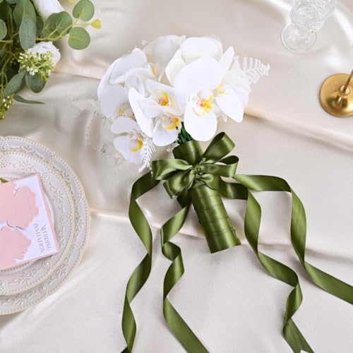 Image of Moss Double Face Satin Ribbon 1 inch X 50 Yards Spool Bright Colors Very Suitable for Weddings Gift Package Wrapping Dancer Wand Sewing Party Hair Bow Invitation Decorations and More