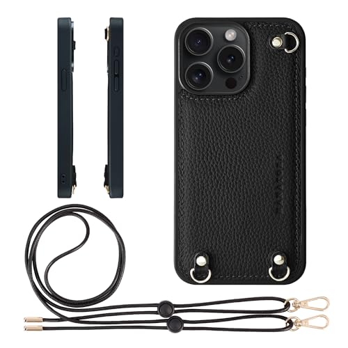 HANATORA for iPhone 15Promax �P�[�X MagSafe �Ή� �{�v �ϏՌ� �o���p�[�^ �X�}�z�P�[�X �X�}�z �V�����_�[�X�g���b�v �t�� �V�������N���U�[ �M�t�g �}�O�Z�[�t�Ή� �u���b�N D3GZ-15Promax-Black
