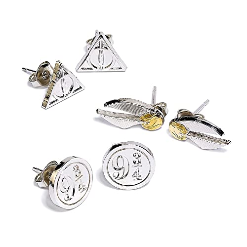 HARRY POTTER Symbols Mujer Set de Pendientes Plateado, Aleación de Zinc,