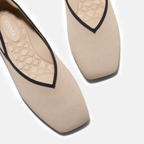 Image of VIVAIA Maro Women's Square Toe Flats Comfortable Lightweight Washable Ballet Flat Shoes for Office Work Travel