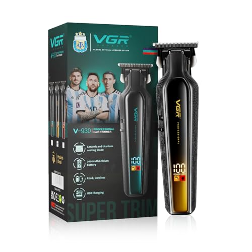 Image of VGR V-930 Professional Hair Trimmer for Men, Ceramic & Titanium Blades | 360 Min Runtime with USB Charging | 4 Guide Combs, LED Display | Perfect for Precision Grooming at Home or Salon (Gold)