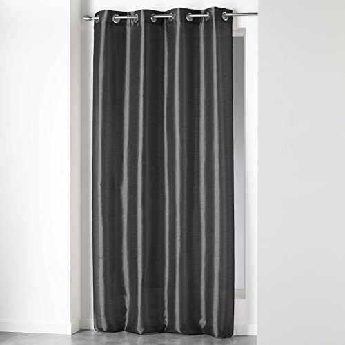 Douceur d'Intérieur, Rideau à Oeillets (140 x 240 cm) Shana Anthracite, Shantung