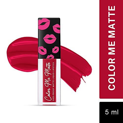 Image of Jaquline USA Color Me Matte Long Lasting liquid Lipstick enriched with vitamin E & tea tree oil (Sangria Red-5 ml)