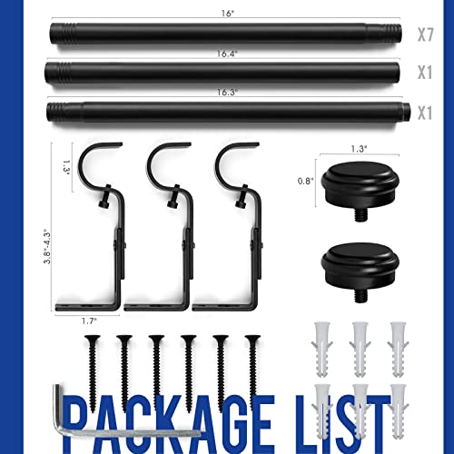 Curtain Rods For Windows 66 To 120, 1 Inch Black Curtain Rod Set, Heavy Duty Drapery Rods With Adjustable Curtain Rods, Outdoor Curtain Rod With Simple End Caps, Room Divider Curtain Rod, 72"-144" #TOP6