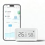 WLAN Temperatur-Feuchtigkeitssensor: Kabelloser Hygrometer-Thermometer mit LCD-Display, App-Benachrichtigung, Datenspeicherung & Export, kalibrierbar, Digitale Überwachung für zu Hause
