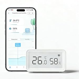 WLAN Temperatur-Feuchtigkeitssen... Kabelloser Hygrometer-Thermometer mit LCD-Display, App-Benachrichtigung, Datenspeicherung & Export, kalibrierbar, Digitale Überwachung für zu Hause