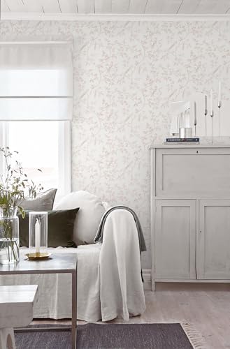 Papel pintado autoadhesivo pájaros flores lámina vinilo rosa adhesiva de pared y muebles 6