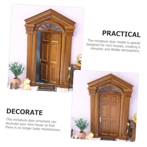 Yardwe bastelzeug Craft Türspielzeug Feentür, die Sich öffnet Modelle Badezimmerdekorationen Mini-Gate-Modell Holztürmodell hölzerne Tür Puppenhaus Zubehör Bastelanhänger Tür der Villa – Bild 4