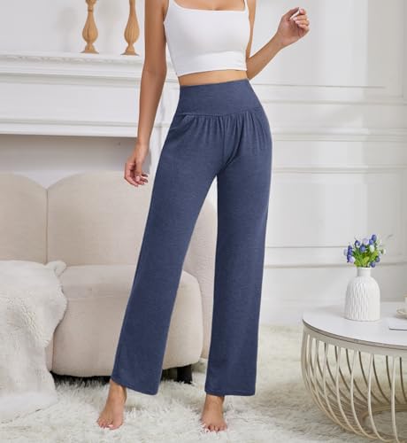 3 Pack Women's Petite Sweatpants, Casual Wide Leg Pants Loose Fit Lounge Pants with Pocket, S-2XL,S-2XL3