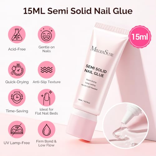 Image of MelodySusie White Sharp Square Press On Toenails Kit,15 Sizes 150Pcs