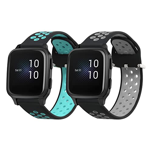 kwmobile 2x Straps for Garmin Venu Sq Music/Sq Watch Strap, Silicone Replacement Watch Strap Set