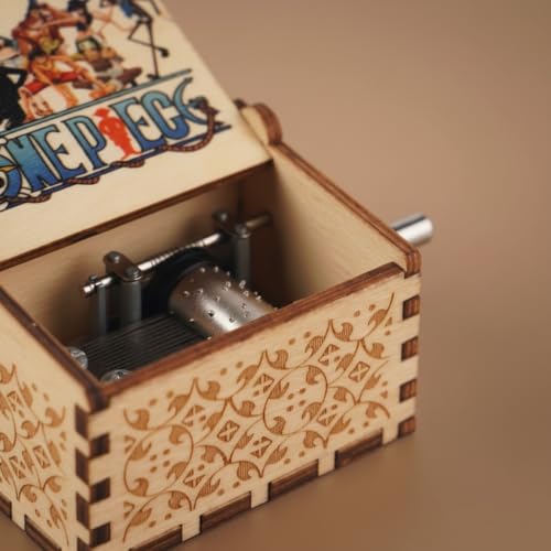 Image of Offo Hand Crank Wooden Music Box - One Piece Theme Tune | Premium Vintage Anime Gift for Kids, Collectors, Boys & Girls | Elegant Gift for One Piece Fans & Loved Ones