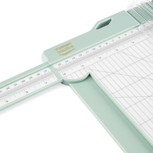 Vaessen Creative Papierschneider Mit Falzbrett 15x30,5cm, Mintgrün, für Scrapbooking und Karten Basteln