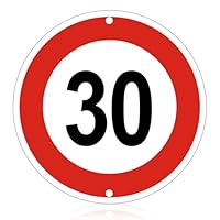 30Km Verkehrsschilder, 30 * 30CM Verkehrszeichen, Höchstgeschwindigkeit, Straßenwarn Schilder, Wetterbeständig Einfache Installation Für Den Außenbereich Aluminium Rund Metall 2 Mm Stark