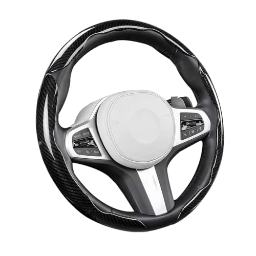 ANFTDCO 3PCS Carbon Fiber Car Steering Wheel Cover, Anti-Skid & Scratch-Resistant Vehicle Segmented Steering Wheel Protector, Automotive Interior Protection Accessories, Universal Fit (Black)