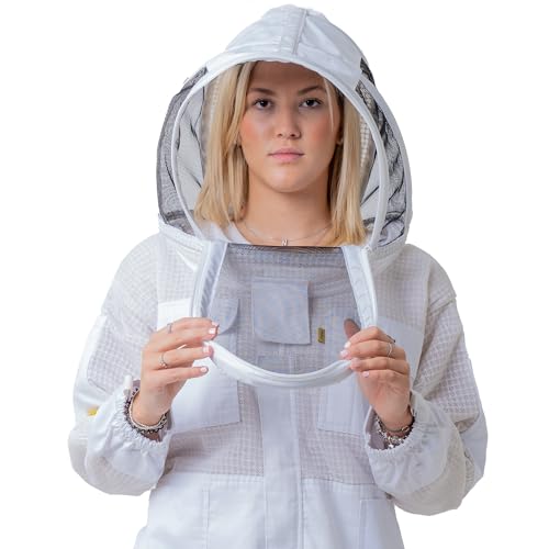 Oz Armour 3 Layer Mesh Ventilated Spare Beekeeping Fencing Veil, Professional Beekeeping Suit Hat for Men & Women, Ventilation & Air Mesh Protection, Bee Hunting Net Cap in Folding, White Colo...