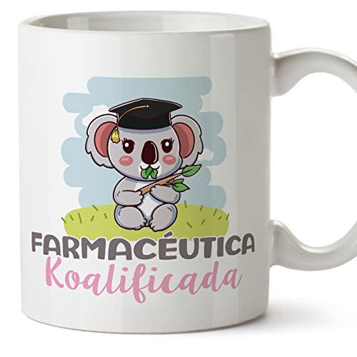 MUGFFINS Tazas para FARMACÉUTICA mujer - En Español - Koalificado/koalificada - 11 oz / 330 ml - Regalo original y divertido