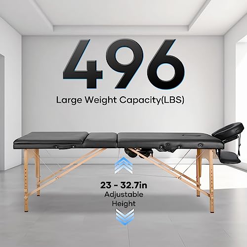 Chrun Portable Massage Table Massage Bed Lash Bed Spa Bed 84 In Height Adjustment Professional To 496Lbs Lightweight Carry Case & Accessories #TOP7