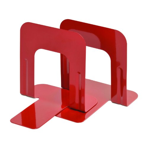 STEELMASTER Economy Steel 5 Inch Bookends, 1 Pair, Vibrant Red (241005007)