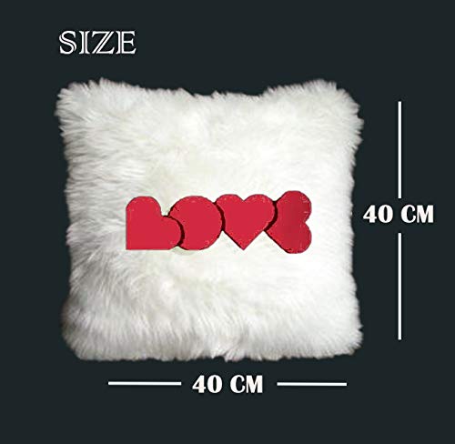 Image of Best Gifts for Birthday /Valentine's Day /Give Thanks with A Grateful Heart Love Quote - Square Shape Fur Throw Pillow Cushion - Home Sofa Decorative 16 X 16 inches (White)