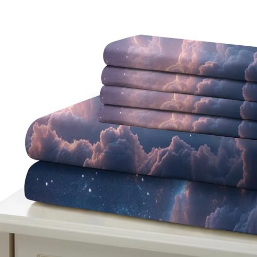 Housse de couette 3D nuages cosmiques en microfibre de qualité