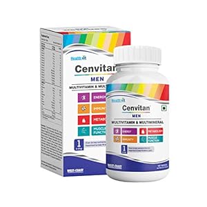 Healthvit Cenvitan Multivitamin for Men – 60 tablets with 24 Nutrients (Vitamins and Minerals) | for Energy, Stamina & Recovery