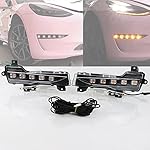 2 Pieces/lot Car LED Daytime Running Lights Assembly Front Fog Light Flowing Turn Signal DRL for Tesla Model 3 2018 2019 2020 2021