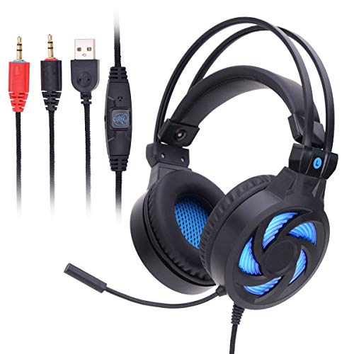 Noise Cancelling-Kopfhörer-Headset mit MIC-LED-Hot-Wheel-Licht-Expert-Gaming-Kopfhörer für DOTA2 / LOL & More (Color : Black)