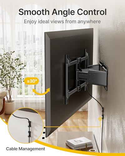 Image of monTEK Heavy Duty Ultra Slim TV Wall Mount for 37-90 Inch TVs Up to 185lbs, Swivel & Tilt & Extension Wall Mount TV Bracket with Articulating Dual Arms, 16 /18 inch Studs Low Profile Full Motion tv Mount