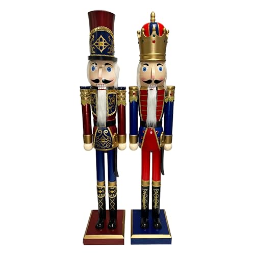 Prime Retreat Giant Nutcracker King & Soldier Set - Large 5' Tall Nutcracker Christmas Decor - Lifesize Nutcracker for Indoor/Outdoor Holiday Decor - Classic Christmas Ornaments and Decorations