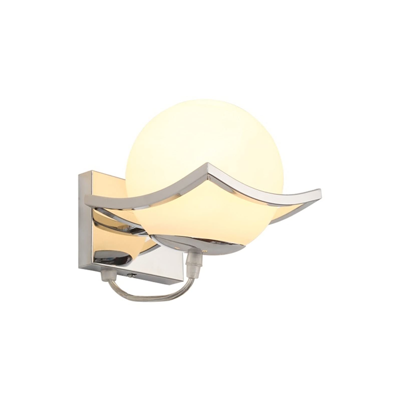 CWCQGH Wall Sconces, Post Lights Outdoor,Traditional Glass Ball Wall Sconce Industrial E27 Interior Lighting Wall Lamp Chrome Finish Bedroom Bedside Wall Light Hardwired for Living Room Kitchen
