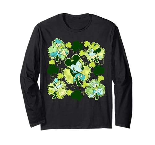 T-shirt Mickey Disney St. Patrick trèfle à manches longues pour adulte