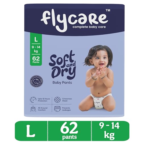 Image of Soft & Dry Baby Pant Style Diaper L Size (Large) | 9-14 kg | 62 Count (Pack Of 1) |Comfortable and Cotton Soft Diaper with Leakage Guard, Wetness Indicator, Upto12 Hours Protection
