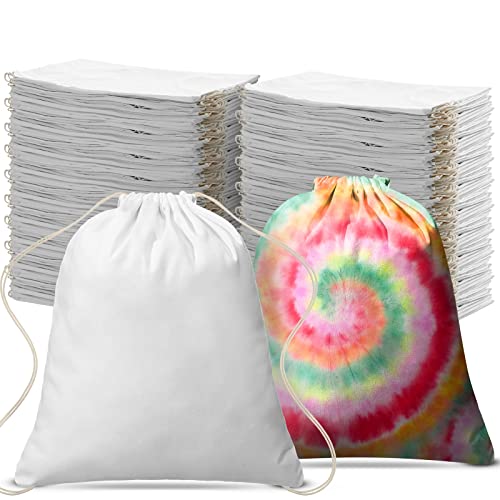 Saintrygo 48 Pcs Tie Dye Drawstring Bags Cotton Sublimation Blank Backpack Bulk Tie Dye Kits Things for Large Groups, 14'x16'