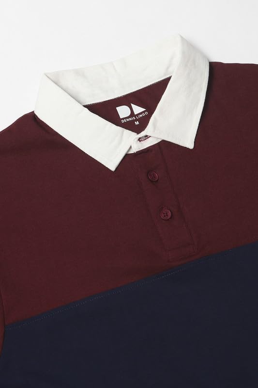 Image of Dennis Lingo Men's Cotton Polo Neck Tshirt, Regular Fit Long Sleeve