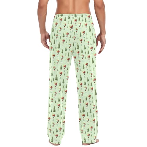 Mens Cotton Pajama Pants Sleep Lounge Pj Bottoms Sleepwear with Pockets Drawstring S Goblet Pine Tree Bow3