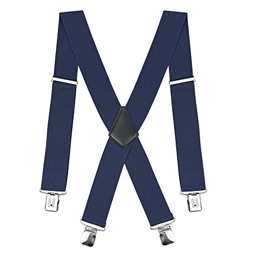Bretelle per pantaloni da uomo, 5 cm di larghezza Bretelle nere X Forma Elastici Registrabili 4 Clip, Bretelle Uomo Larghe Eleganti Vintage, Taglia Unica - Blu