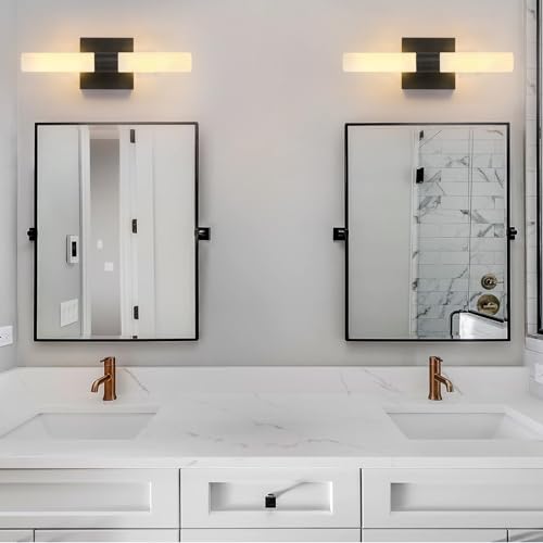 Wall Sconces Set of 2 Matte Black Applique Murale Modern Wall Light Fixtures Metal Sconces Wall Lighting with Frosted Tube Glass Shade Luminaire Mural Indoor Wall Lamp for Living Room Hallway by KUZZULL - Image 6