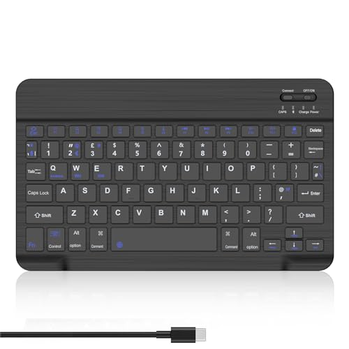 Wireless Bluetooth Keyboard - UK layout Keyboard for iOS iPad, iPad Pro, iPad Air, Mac, Android Tablet Samsung Galaxy, Xiaomi, Huawei, Lenovo, Black