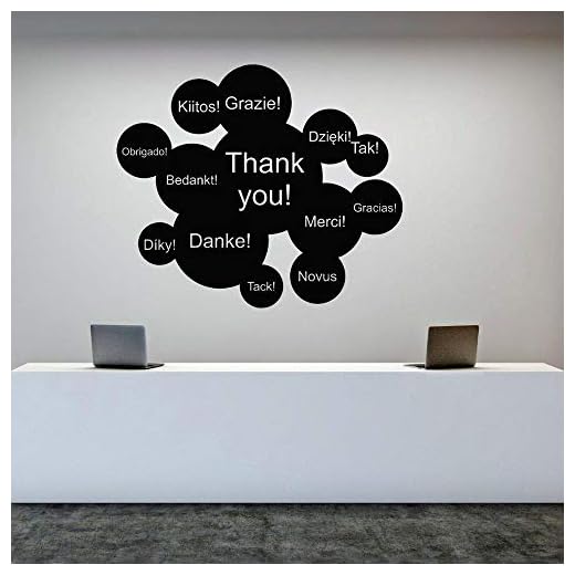 Olika språk version Tack Vinyl Väggdekal Tack International Words Business Office Wall Art Stickers 49x42cm