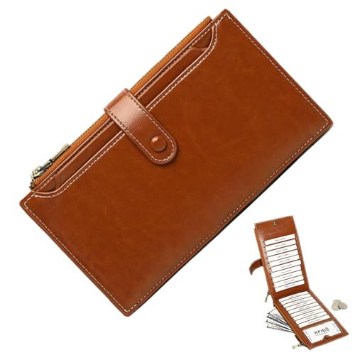 Porte-monnaie pour femme et homme en cuir synthétique marron pour billets et clés