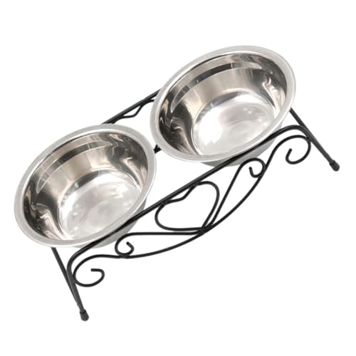 Toyvian Ciotola Rialzata per Cani e Gatti in Acciaio Inox con Supporto in Ferro Removibile di Ciotole per Alimentazione di Animali Domestici